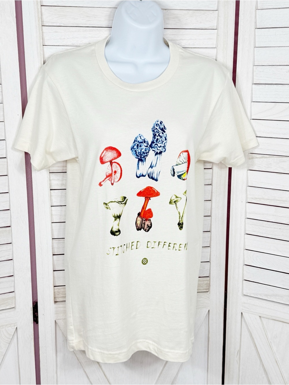 Stance‎ Forager Mushrooms Print Stitched Differently Tee Shirt Cream Multi XS